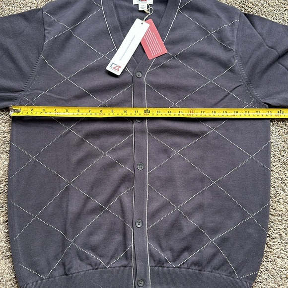 NWT Cutter & Buck Gray Argyle Men's Sweater Size Large - Picture 4 of 7